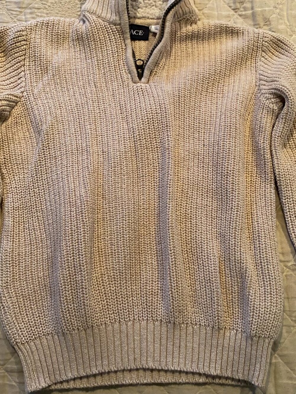 Beige Boy's Long Sleeve Sweater- Place- Size-S- 5/6